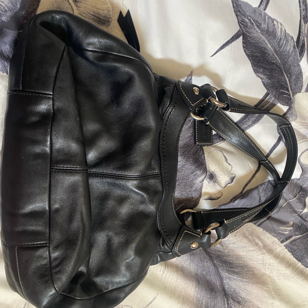 Coach Black Leather Shoulder Bag with Hobo Style